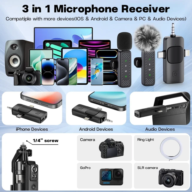 Alt view image 5 of 7 - Kit with 2 Mics and 10" Ring Light, 71 Tracking Tripod for iPhone | Phone Camera Tripod Stand with Remote for TikTok, Content Creator Essentials for YouTube Starter