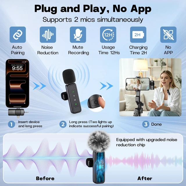 Alt view image 6 of 7 - Kit with 2 Mics and 10" Ring Light, 71 Tracking Tripod for iPhone | Phone Camera Tripod Stand with Remote for TikTok, Content Creator Essentials for YouTube Starter