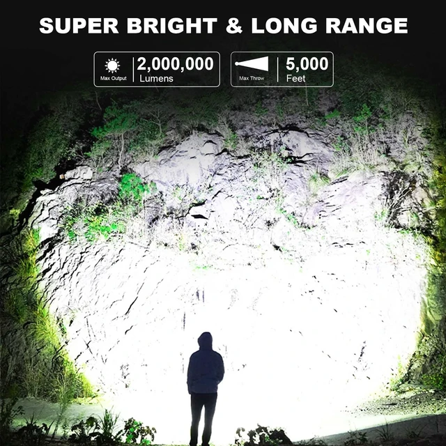 Alt view image 2 of 7 - LBE Rechargeable Spotlight, Super Bright 2,000,000 Lumens Led Flashlight Handheld Spot Lights Outdoor with Cob Light, Long Lasting Large Spotlight for Hunting Boating Camping