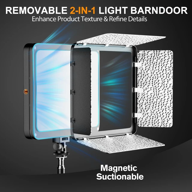 Alt view image 2 of 7 - 2-Pack 15W LED Video Light Kit with Phone Holder & Barndoor | 2800-7000K Dimmable Studio Lights, 73'' Adjustable Photography Lighting for Recording Streaming Makeup Content Podcast Vlog