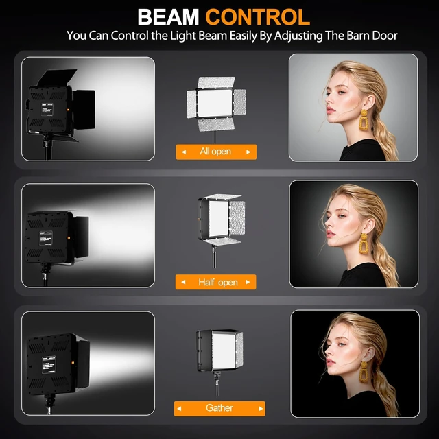 Alt view image 3 of 7 - 2-Pack 15W LED Video Light Kit with Phone Holder & Barndoor | 2800-7000K Dimmable Studio Lights, 73'' Adjustable Photography Lighting for Recording Streaming Makeup Content Podcast Vlog