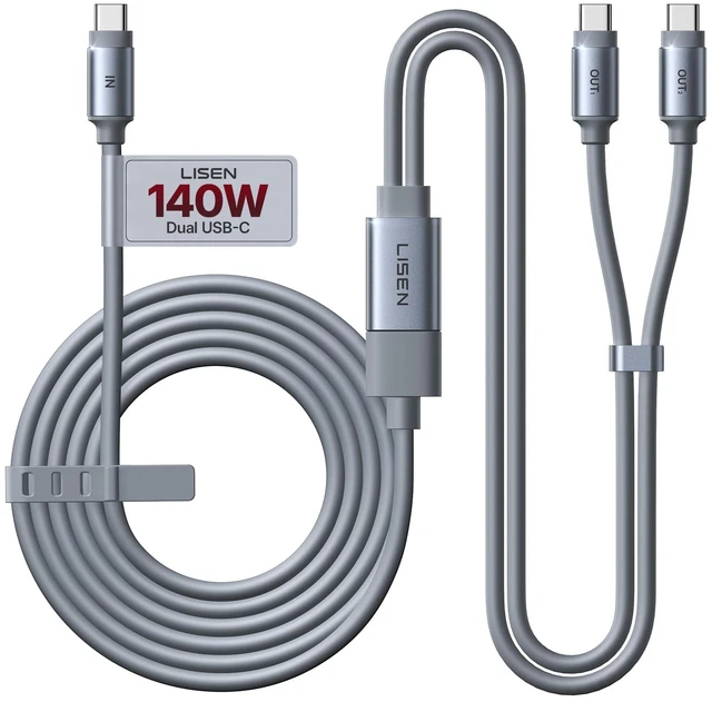 Main image of 2-in-1 USB C to USB C Cable, 140W Max C to C Cable Fast Charging | USB C Multi Charging Cable 6ft USB C Splitter Charging for iPhone 18 17 Pro Max/iPhone Duo/MacBook/iPad, USB C to USB C Cable