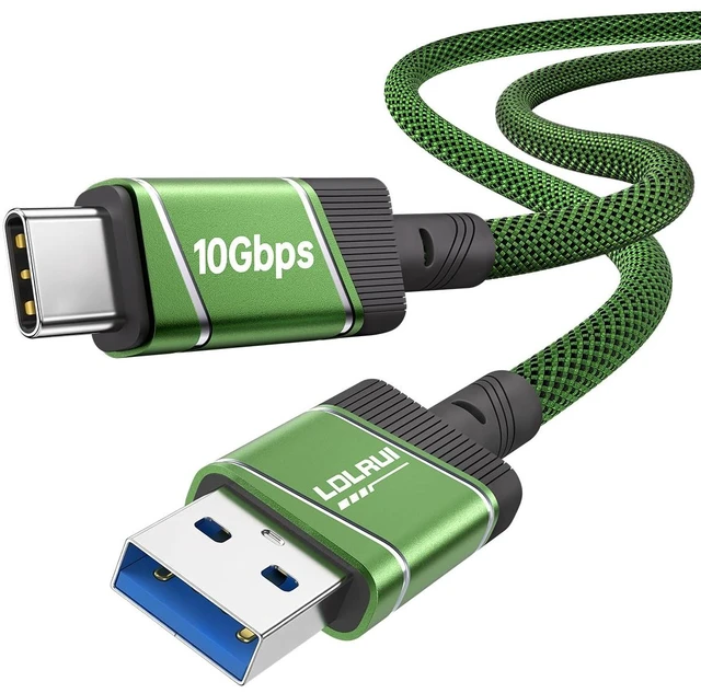 Main image of USB A to USB C Cable Long Cable 10Gbps Data Transfer 6Ft Green 2Pcs | 60W Fast Charging USB 3.2 Gen 2 Cable for Phone, Laptop, Tablet, Portable SSD and Desktop Setup with High Speed Sync