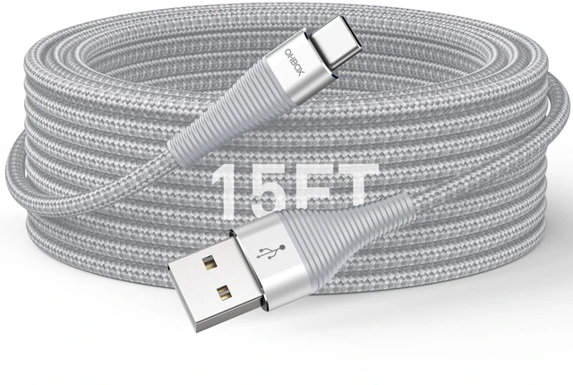 Main image of Extra Long USBC Cable 15FT, Type C Cable Fast Charging Cord USB C Charger | Heavy Duty Phone Charger Cable for iPhone 18 Pro Max, Duo, 17 16 15, iPad, Samsung Galaxy S26, Z Flip 7, Pixel 10 - Silver