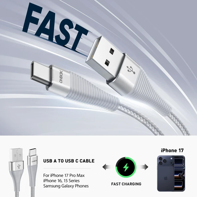 Alt view image 3 of 7 - Extra Long USBC Cable 15FT, Type C Cable Fast Charging Cord USB C Charger | Heavy Duty Phone Charger Cable for iPhone 18 Pro Max, Duo, 17 16 15, iPad, Samsung Galaxy S26, Z Flip 7, Pixel 10 - Silver
