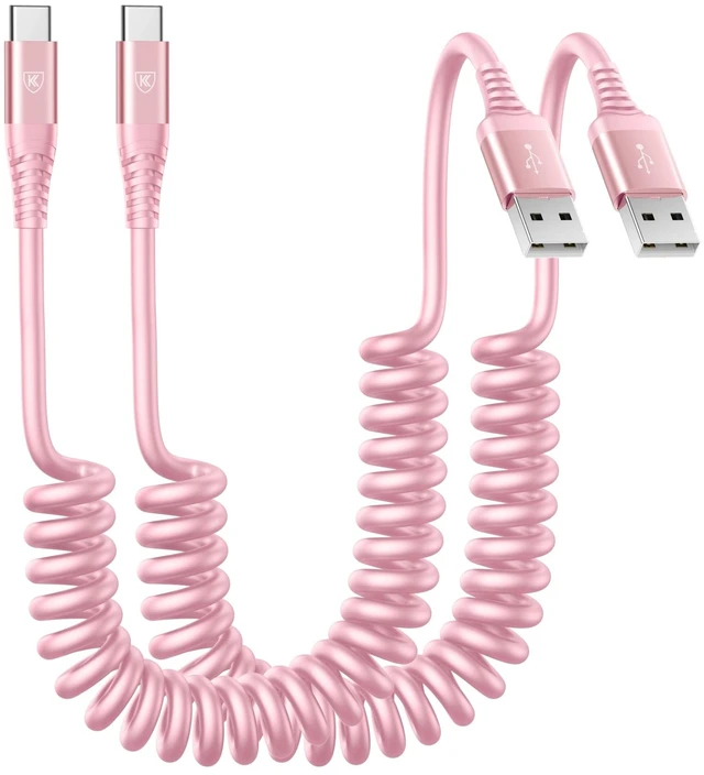 Main image of USB A to C Cable Fast Charging 3FT for Car, 2Pack USB Type C Charger Cable | iPhone USB-C Cord Compatible with iPhone 18/17/16/15/Plus/Pro Max/Samsung Galaxy S26 S25 S23/Carplay/Android Auto-Pink