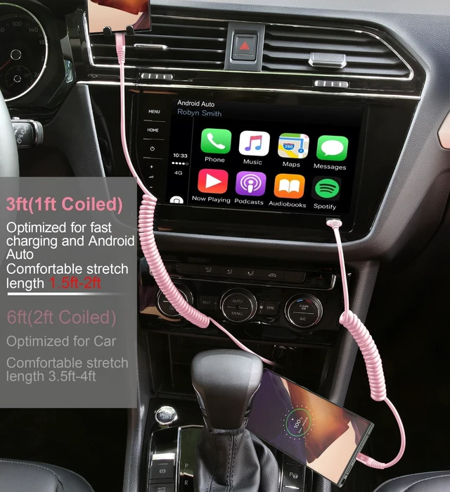 Alt view image 3 of 6 - USB A to C Cable Fast Charging 3FT for Car, 2Pack USB Type C Charger Cable | iPhone USB-C Cord Compatible with iPhone 18/17/16/15/Plus/Pro Max/Samsung Galaxy S26 S25 S23/Carplay/Android Auto-Pink
