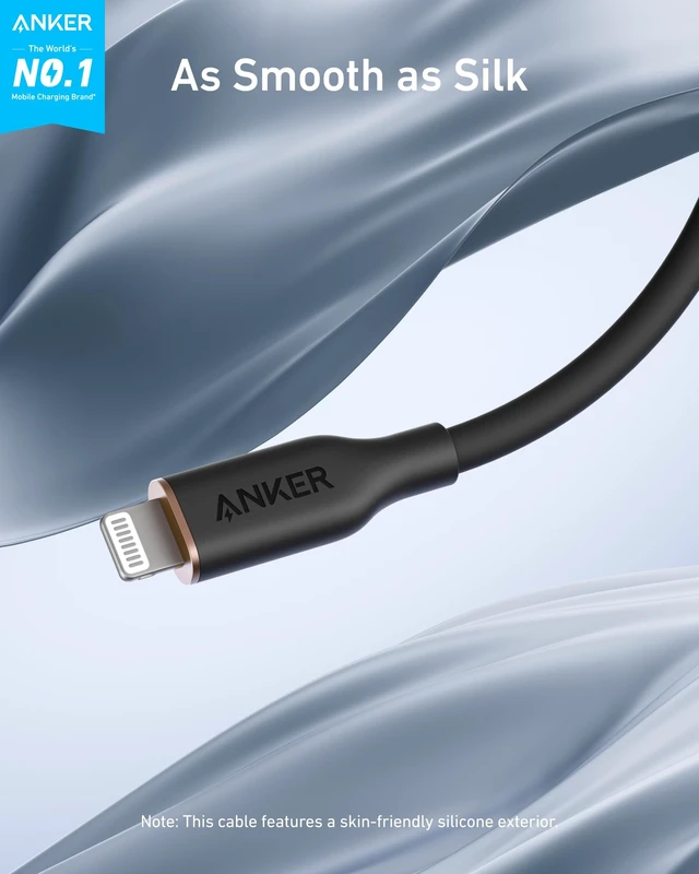 Alt view image 2 of 7 - Powerline Flow USB A to Lightning Cable (3 ft, USB 2.0) | Durable Charging Cord for iPhone 14 / 13 Series, AirPods, and More (Cord Organizer Included)