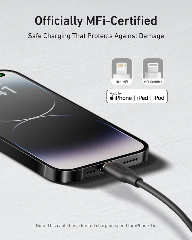 Alt view image 6 of 7 - Powerline Flow USB A to Lightning Cable (3 ft, USB 2.0) | Durable Charging Cord for iPhone 14 / 13 Series, AirPods, and More (Cord Organizer Included)