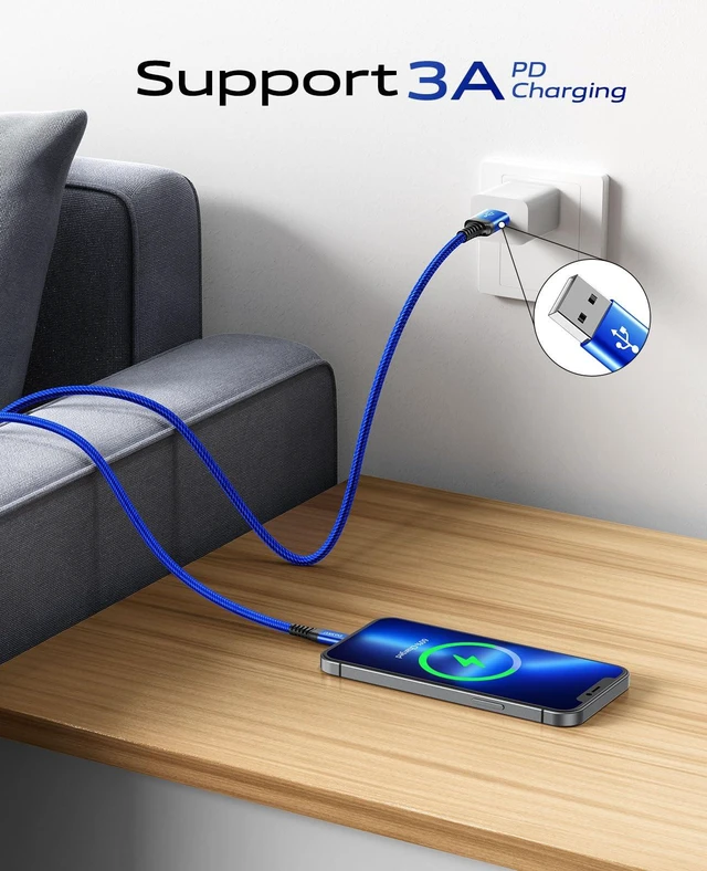 Alt view image 2 of 7 - USB A to USB C Cable 3FT, 2Pack USB C Cable Fast Charging, Upgraded Extra | Durable Braided USB A to USB C Charger Cord USB Type C Cable for iPhone 18 17 16 15 Pro Max,Samsung Galaxy S10 and More-Blue