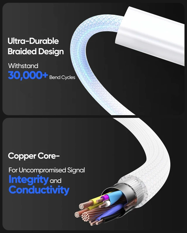 Alt view image 4 of 7 - USB C Cable 3.3FT 5-Pack,240W Fast Charging Multipack | Soft & Braided for iP 17 Pro Max,iP 16 Pro Max,iP15 Pro Max,iPad Pro/9/10th, MacBook Pro/Air,iP-hone Charger Cord