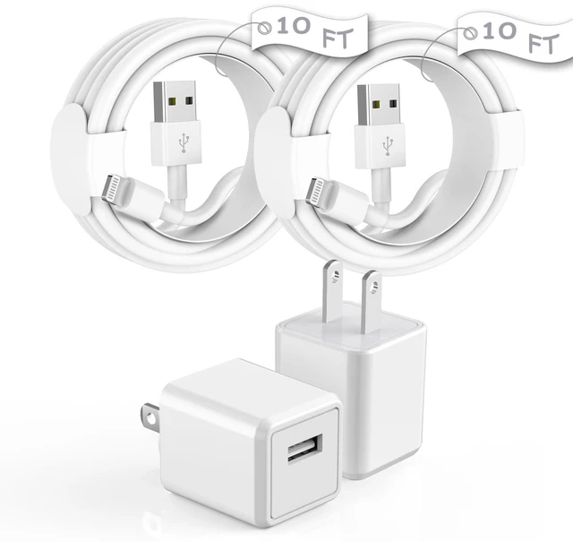 Main image of iPhone Charger 10FT 2 Pack Long Lightning CableApple MFi Certified10Foot | Extra Long Fast Charging Lightning Cord USB WallCharger Adapter Block for i Phone 14/Pro/Pro Max/Plus/13/12 11/Xs/XR/X iPad
