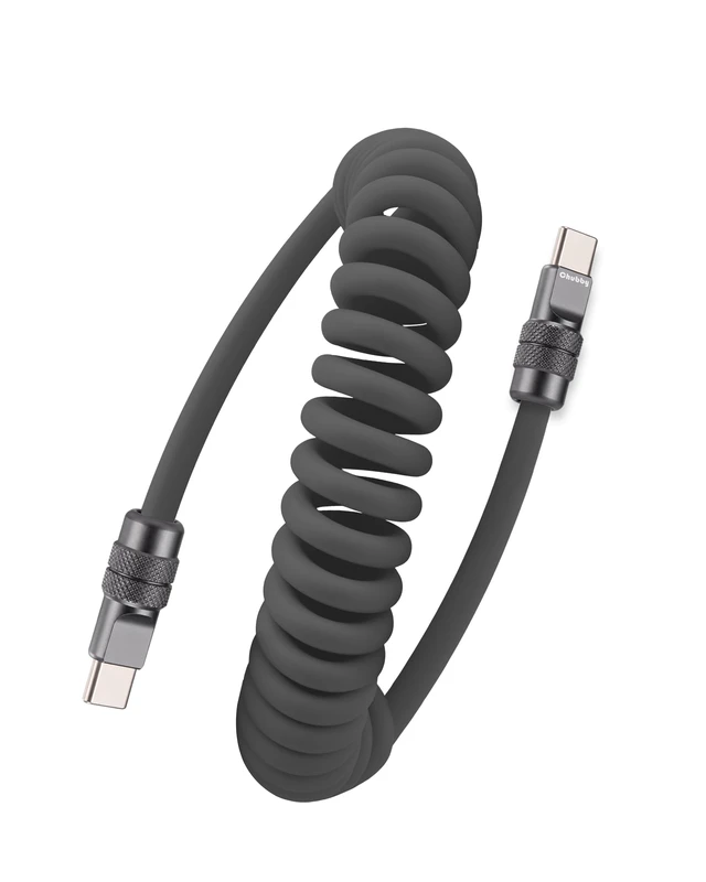 Main image of Coiled USB C to C Cable 240H Sag-Free Charging Cable, 1 Pack | Gray, For iPhone 18/17/16/15 Series, Self-Organizing, Silicone Type C Charger Cord for CarPlay, 6FT, 240W Fast Charging