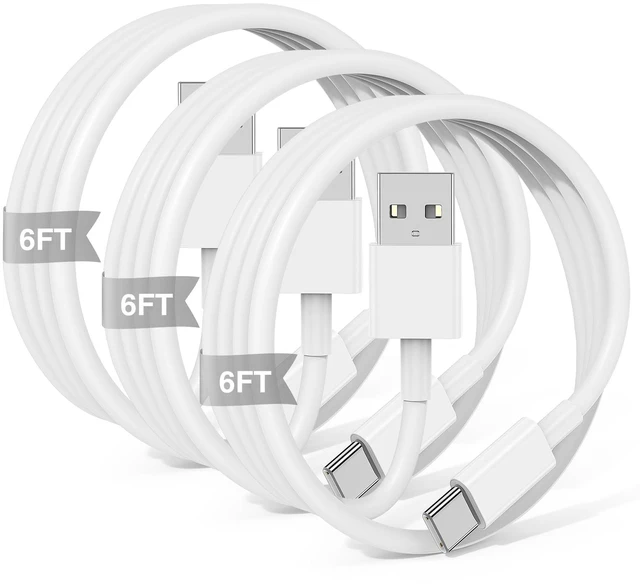 Main image of 3-Pack 6FT Car Carplay Cable USB A to USB C Cable for iPhone 16 15 Pro Plus Pro Maxfor iPad Pro/Air/Minifor Samsung Galaxy S25/S24/S23for MacBook Pro/Air and More