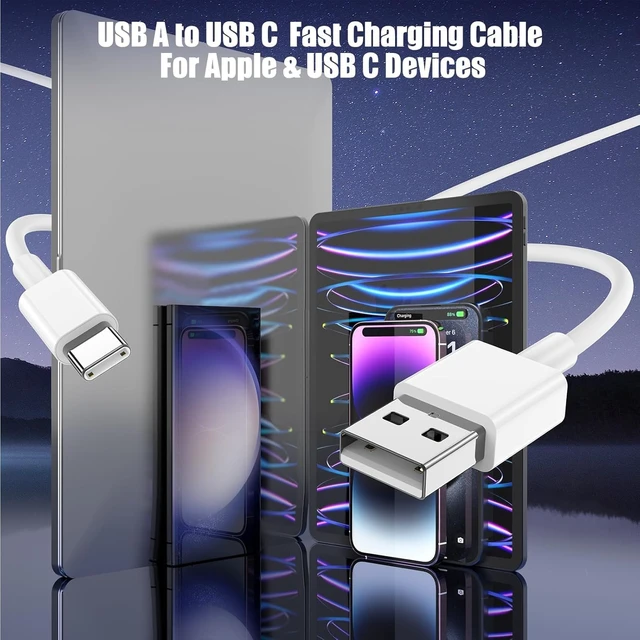 Alt view image 3 of 6 - 3-Pack 6FT Car Carplay Cable USB A to USB C Cable for iPhone 16 15 Pro Plus Pro Maxfor iPad Pro/Air/Minifor Samsung Galaxy S25/S24/S23for MacBook Pro/Air and More