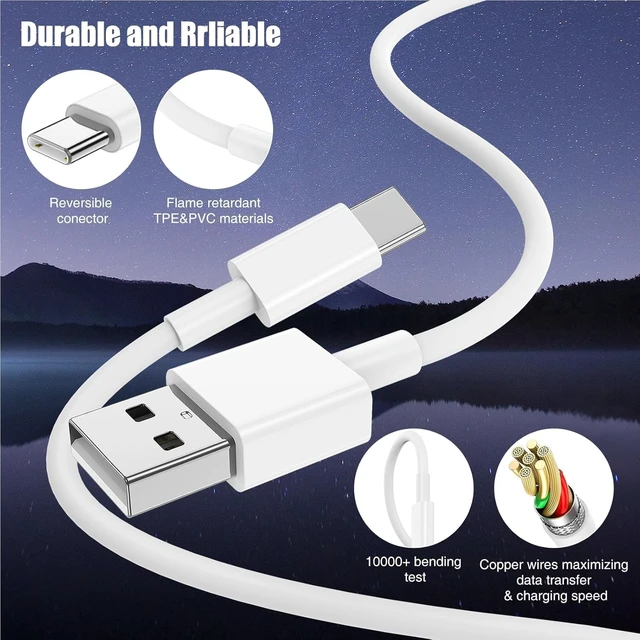Alt view image 4 of 6 - 3-Pack 6FT Car Carplay Cable USB A to USB C Cable for iPhone 16 15 Pro Plus Pro Maxfor iPad Pro/Air/Minifor Samsung Galaxy S25/S24/S23for MacBook Pro/Air and More
