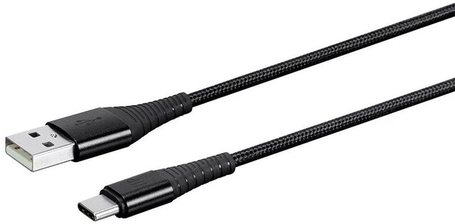 Alt view image 3 of 6 - USB 2.0 Type-C to Type-A Charge and Sync Cable - 1.5 Feet/3 Feet/6 Feet - Black (3 Pack) Durable, Kevlar-Reinforced Nylon-Braid, for Samsung Galaxy S10 S9 S8 S20 - AtlasFlex Series