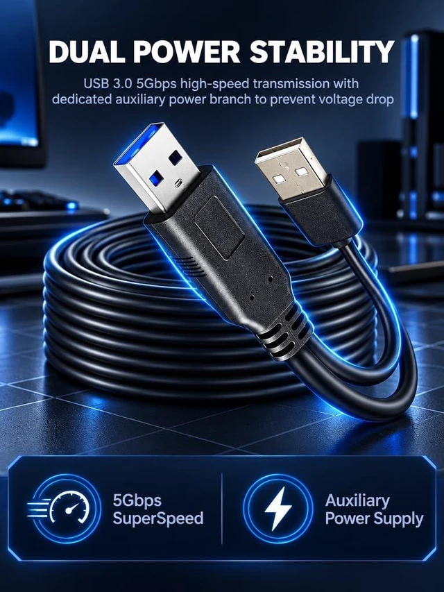 Alt view image 4 of 7 - USB 3.0 30FT A to USB A Male Cable, USB Cord Compatible with Hard Drive Enclosures, DVD Player, Hard Drive Enclosures, DVD Player, TV, Flash Drive, Hub, Monitor, Speaker and More