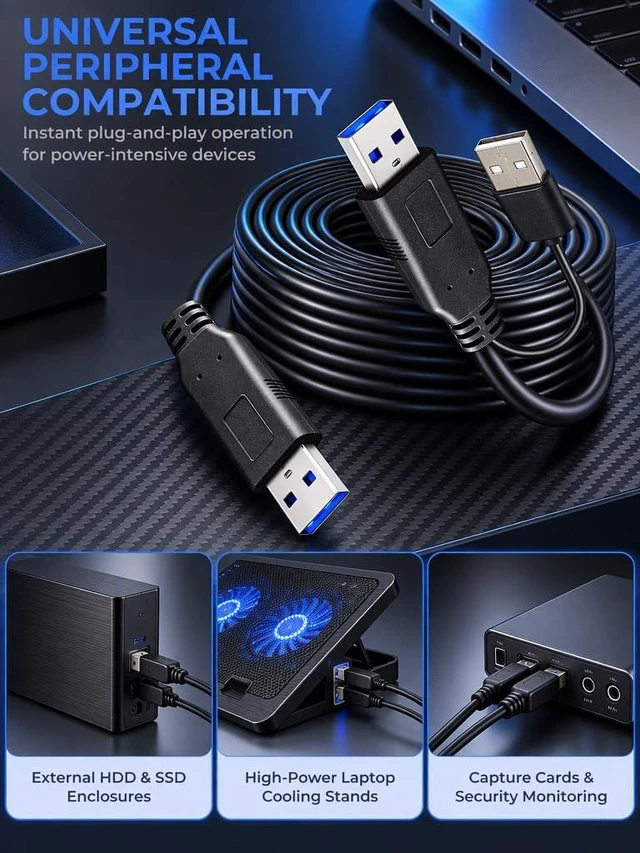 Alt view image 7 of 7 - USB 3.0 30FT A to USB A Male Cable, USB Cord Compatible with Hard Drive Enclosures, DVD Player, Hard Drive Enclosures, DVD Player, TV, Flash Drive, Hub, Monitor, Speaker and More