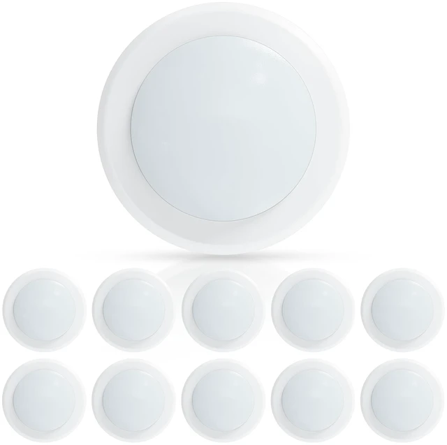 Main image of 6 Inch LED Disk Downlight, 4000K Dimmable Ceiling Downlight, 10Pack | 16.5W 1000Lm, Cool White, Low Profile Flush Mount Ceiling Lighting, Install into J-Box/Recessed Can, Damp Rated, ETL Listed