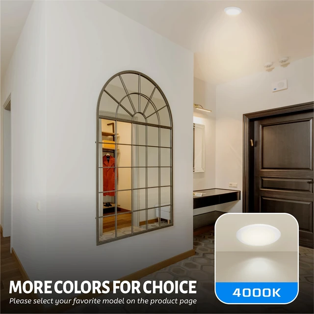 Alt view image 3 of 7 - 6 Inch LED Disk Downlight, 4000K Dimmable Ceiling Downlight, 10Pack | 16.5W 1000Lm, Cool White, Low Profile Flush Mount Ceiling Lighting, Install into J-Box/Recessed Can, Damp Rated, ETL Listed