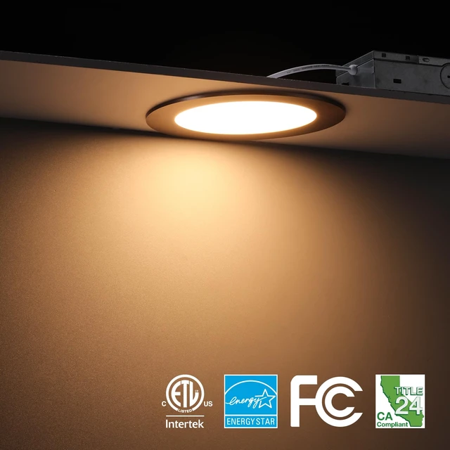 Alt view image 2 of 7 - 6-Pack 6 Inch 5CCT Slim Recessed Lights, Update Oil Rubbed Bronze | Ultra-Thin LED Recessed Lighting with J-Box, CRI90, Aluminum Dimmable Canless Downlight, ETL, 2700K/3000K/3500K/4000K/5000K