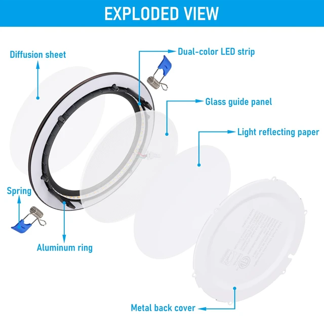Alt view image 6 of 7 - 6-Pack 6 Inch 5CCT Slim Recessed Lights, Update Oil Rubbed Bronze | Ultra-Thin LED Recessed Lighting with J-Box, CRI90, Aluminum Dimmable Canless Downlight, ETL, 2700K/3000K/3500K/4000K/5000K