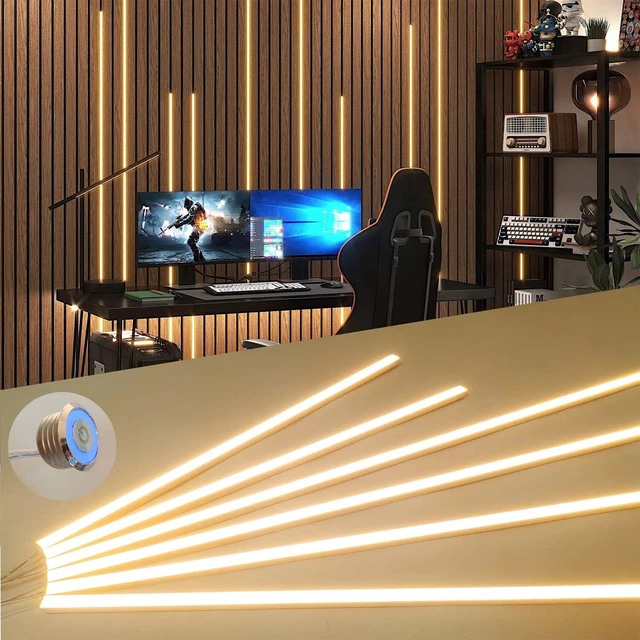 Main image of ATA LED Recessed Lighting Kit for Wall Panels - 6pcs Self-Adhesive Wall LED Lights for Interior Wall Decor, 3000k Touching Switch Light for Wood Slat Wall Panels (Touch Sensor Switch)