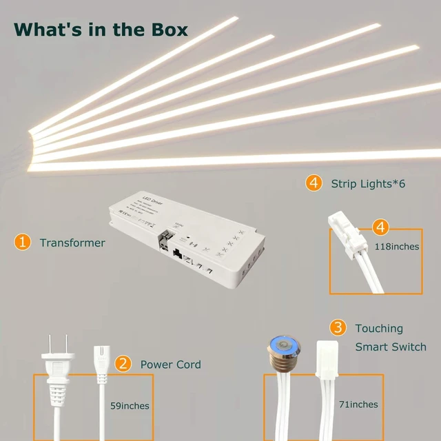 Alt view image 6 of 7 - ATA LED Recessed Lighting Kit for Wall Panels - 6pcs Self-Adhesive Wall LED Lights for Interior Wall Decor, 3000k Touching Switch Light for Wood Slat Wall Panels (Touch Sensor Switch)