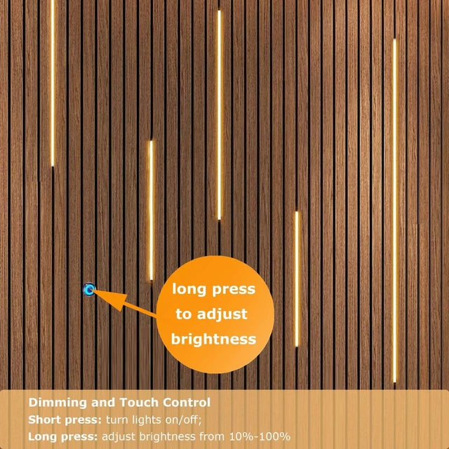 Alt view image 5 of 7 - ATA LED Recessed Lighting Kit for Wall Panels - 6pcs Self-Adhesive Wall LED Lights for Interior Wall Decor, 3000k Touching Switch Light for Wood Slat Wall Panels (Touch Sensor Switch)