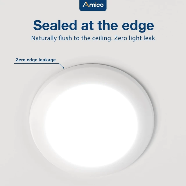 Alt view image 7 of 7 - Amico 6 Pack 5/6 Inch 5CCT LED Disk Lights, Dimmable Flush Mount Ceiling | Recessed Disc Light, 2700K/3000K/4000K/5000K/6000K Selectable, 15W=110W, 1100LM, Low Profile Surface Mount Can Light, ETL&FCC