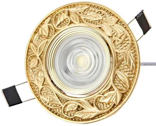 Main image of JPVARXM 5W Vintage Brass Downlight Round Recessed Lighting Housing Trim Kits LED Recessed Lighting LED Round Ceiling Light Kit Spotlights Or Flat Baffle Gold Trim