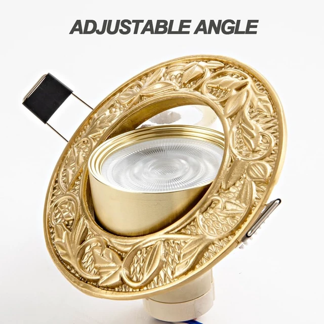 Alt view image 3 of 6 - JPVARXM 5W Vintage Brass Downlight Round Recessed Lighting Housing Trim Kits LED Recessed Lighting LED Round Ceiling Light Kit Spotlights Or Flat Baffle Gold Trim