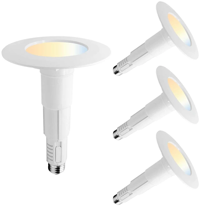 Main image of Jolux 4 Inch 5CCT LED Can Light Retrofit, Fits 4-Inch Cans Only, Not for 5-Inch or 6-Inch Cans | 5.35-Inch Trim Diameter, 2700K-5000K, 6W, 500LM, Dimmable, E26, ETL Damp Rated, 4 Pack