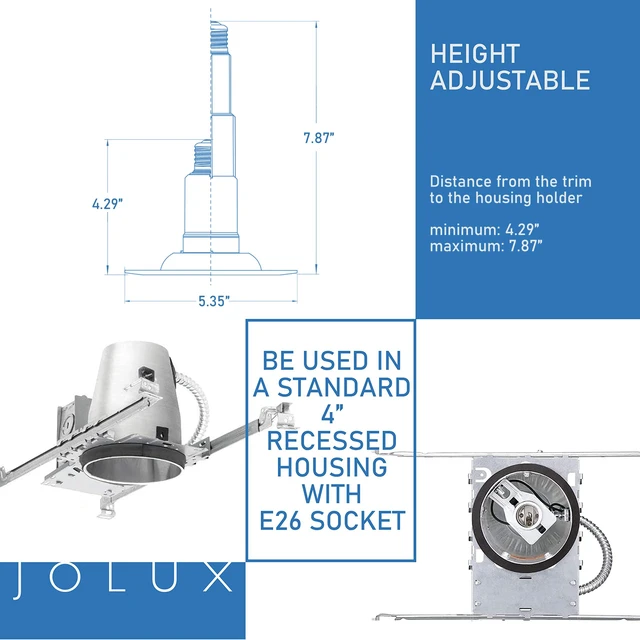 Alt view image 3 of 7 - Jolux 4 Inch 5CCT LED Can Light Retrofit, Fits 4-Inch Cans Only, Not for 5-Inch or 6-Inch Cans | 5.35-Inch Trim Diameter, 2700K-5000K, 6W, 500LM, Dimmable, E26, ETL Damp Rated, 4 Pack
