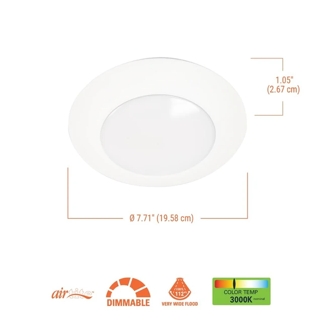 Alt view image 3 of 5 - HALO HLCE 6-Pack 6 in LED Disk Ceiling Light 3000K 940lm 90 CRI Dimmable | Damp location, Phase cut dimming to 10 percent, Fits most 3.5 in or 4 in junction boxes for easy install, Calif Compliant