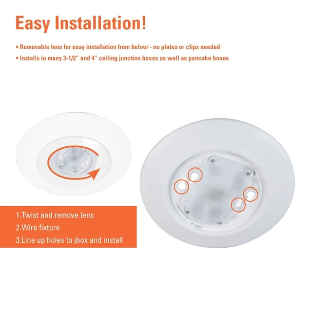 Alt view image 4 of 5 - HALO HLCE 6-Pack 6 in LED Disk Ceiling Light 3000K 940lm 90 CRI Dimmable | Damp location, Phase cut dimming to 10 percent, Fits most 3.5 in or 4 in junction boxes for easy install, Calif Compliant
