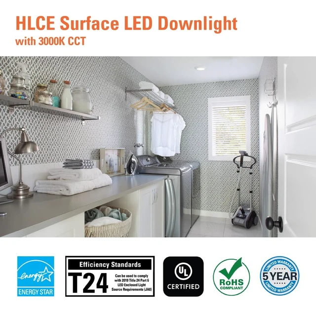 Alt view image 5 of 5 - HALO HLCE 6-Pack 6 in LED Disk Ceiling Light 3000K 940lm 90 CRI Dimmable | Damp location, Phase cut dimming to 10 percent, Fits most 3.5 in or 4 in junction boxes for easy install, Calif Compliant
