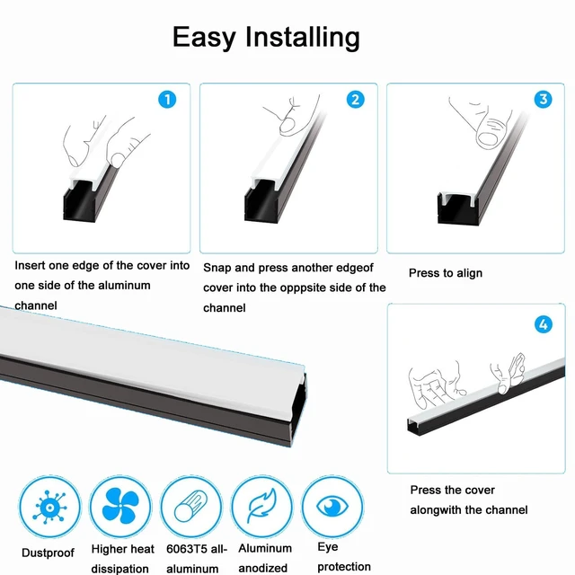 Alt view image 3 of 5 - Besseto LED Aluminum Channel for Wood Slat Wall Panels 10 Pack 1M/3.3Ft | Wood Slat Wall Panel LED Strip Light Aluminum Channel Profile for Living Room Bedroom Bathroom Stairs