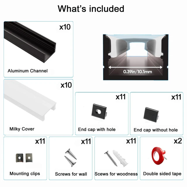 Alt view image 4 of 5 - Besseto LED Aluminum Channel for Wood Slat Wall Panels 10 Pack 1M/3.3Ft | Wood Slat Wall Panel LED Strip Light Aluminum Channel Profile for Living Room Bedroom Bathroom Stairs