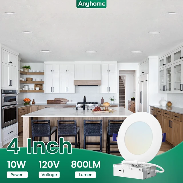 Alt view image 5 of 7 - Anyhome 12 Pack Canless Recessed Lighting 4 Inch Recessed Lighting Led | Dimmable Ultra-Thin,5CCT 2700K-5000K,10W 800LM,with Junction Box - ETL & ES