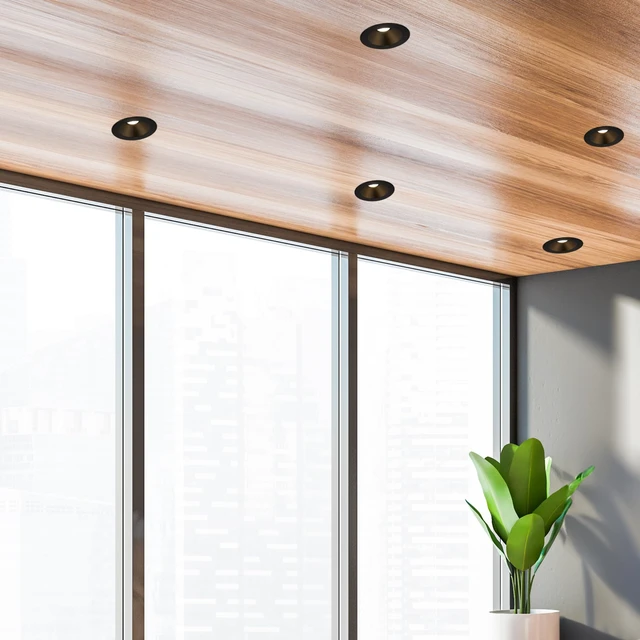 Alt view image 5 of 7 - Maxxima 5" & 6" Retrofit Recessed Anti-Glare LED Downlight 1200 Lumens 5CCT | Color Temperature Selectable 2700K/3000K/3500K/4000K/5000K, Dimmable, E-26 Quick Connect Adapter, 90 CRI, Black Trim