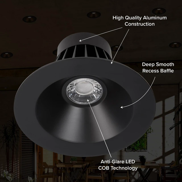 Alt view image 7 of 7 - Maxxima 5" & 6" Retrofit Recessed Anti-Glare LED Downlight 1200 Lumens 5CCT | Color Temperature Selectable 2700K/3000K/3500K/4000K/5000K, Dimmable, E-26 Quick Connect Adapter, 90 CRI, Black Trim