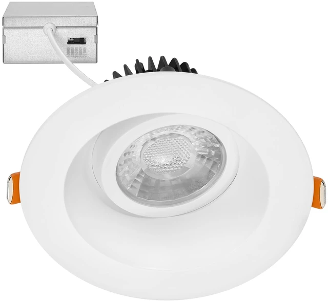 Main image of Maxxima 4" Anti-Glare LED Gimbal Downlight, 1100 Lumens, 5 CCT, White Trim | Adjustable Color Selectable 2700K/3000K/3500K/4000K/5000K, 360° Rotation, Dimmable Recessed Fixture, 90 CRI, J-Box Included