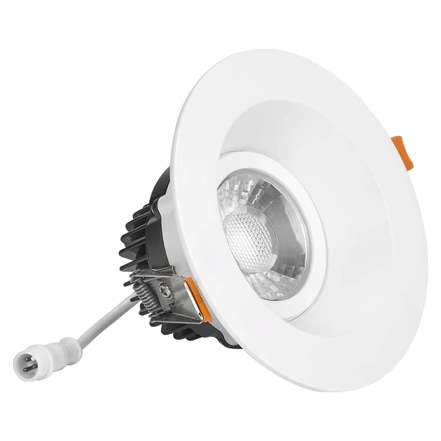 Alt view image 2 of 7 - Maxxima 4" Anti-Glare LED Gimbal Downlight, 1100 Lumens, 5 CCT, White Trim | Adjustable Color Selectable 2700K/3000K/3500K/4000K/5000K, 360° Rotation, Dimmable Recessed Fixture, 90 CRI, J-Box Included