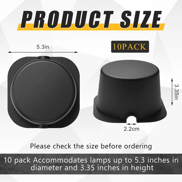 Alt view image 2 of 6 - Tuanse 10 Pcs Recessed Light Covers, 5.3 x 5.3 x 3.35 Inch, Black | Fire Resistant Can Light Covers for 4, 5 and 6 Inch Recessed Lights, Attic Use, Reduce Heat Loss and Air Leakage