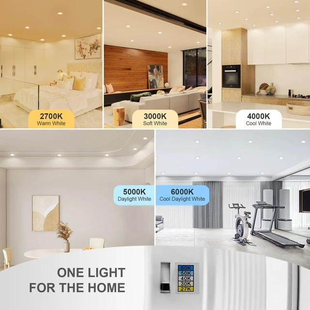 Alt view image 5 of 6 - ZYC Retrofit Recessed Lighting 6 Inch - 12 Pack 5/6 Inch LED Recessed Lighting Retrofits, White Baffle Trim, Damp Rated, 5CCT Selectable 2700K|3000K|4000K|5000K|6000K 15W 1200LM (White, 5/6 in)