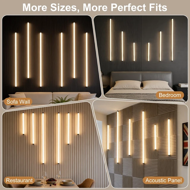 Alt view image 2 of 7 - LED Recessed Lighting Kit for Slat Wall Panels, 6PCS Dimmable 3000K Warm White LED Strip Lights with Touch Switch, for Wood Acoustic Panels, Under Cabinet, Stairs, Headboards & Home Decor