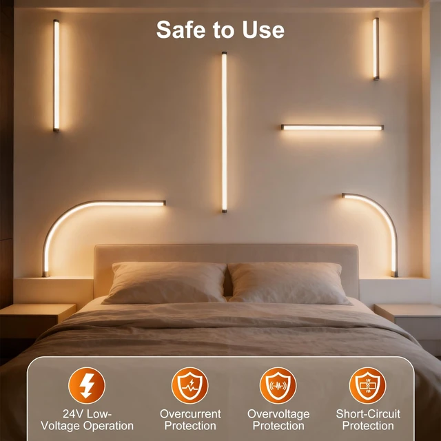 Alt view image 7 of 7 - LED Recessed Lighting Kit for Slat Wall Panels, 6PCS Dimmable 3000K Warm White LED Strip Lights with Touch Switch, for Wood Acoustic Panels, Under Cabinet, Stairs, Headboards & Home Decor