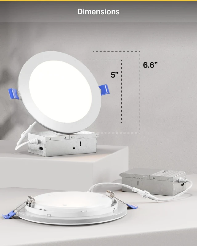 Alt view image 7 of 7 - Sunco 6 Pack 6 Inch Canless LED Recessed Light, Night Light, 15W=110W 5CCT | 1500LM, Selectable CCT 2700K/3000K/4000K/5000K/6000K, with Junction Box, Slim LED Canless Downlight, for Low Ceilings